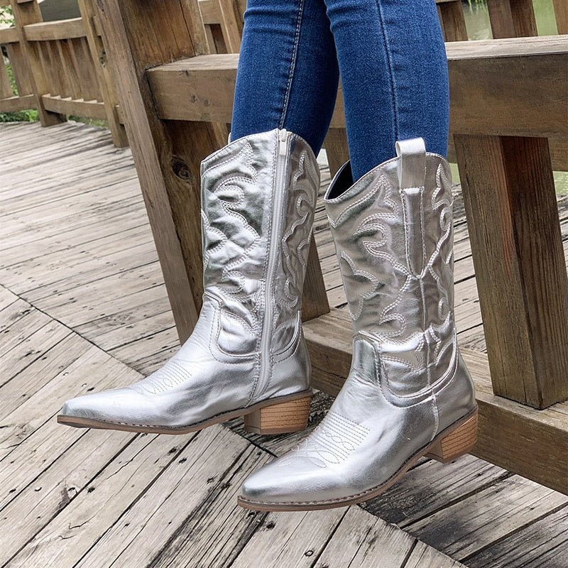Retro Western Cowboy Ladies Boots - Daisy