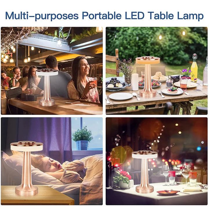 Classic Wireless Portable LED Table Lamp - LumiCrest-Silver-The Livary