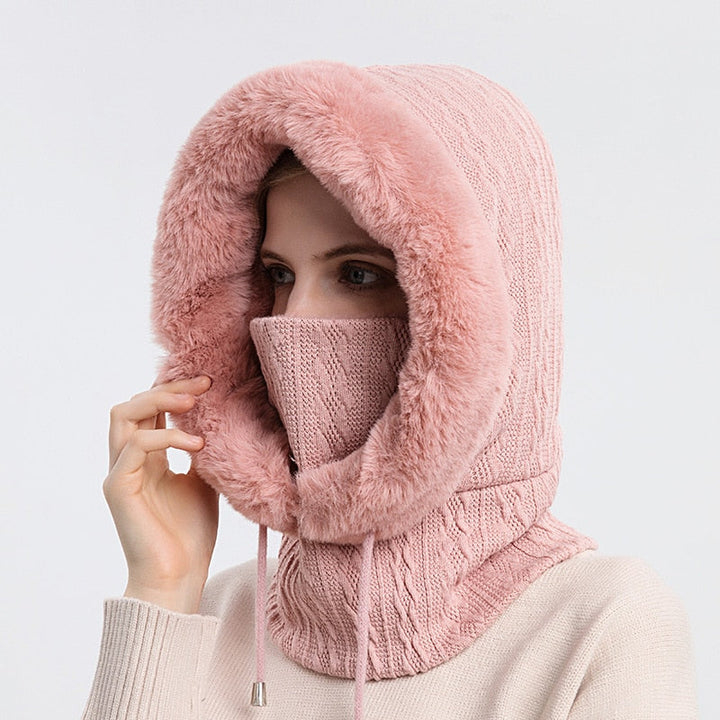 3-in-1 Winter Scarf and Hat for Women - Isabella-Pink-The Livary