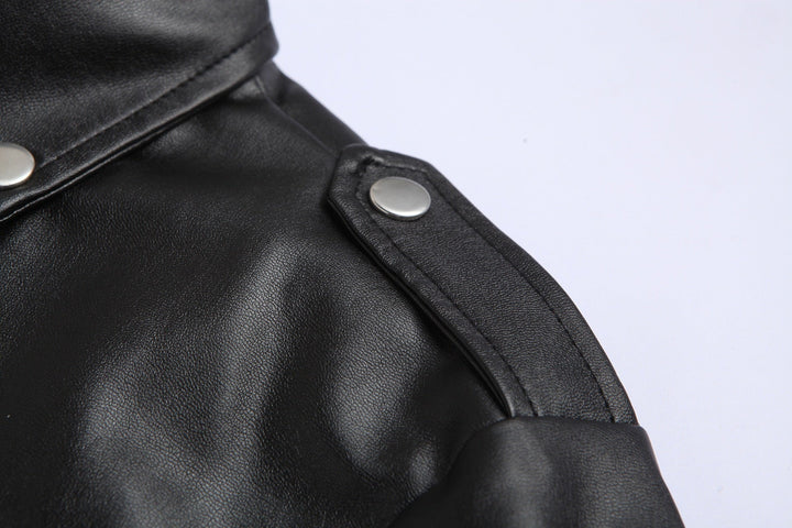 Slim Fit Leather Men's Motorcycle Jacket with Stand-up Collar - Ryder