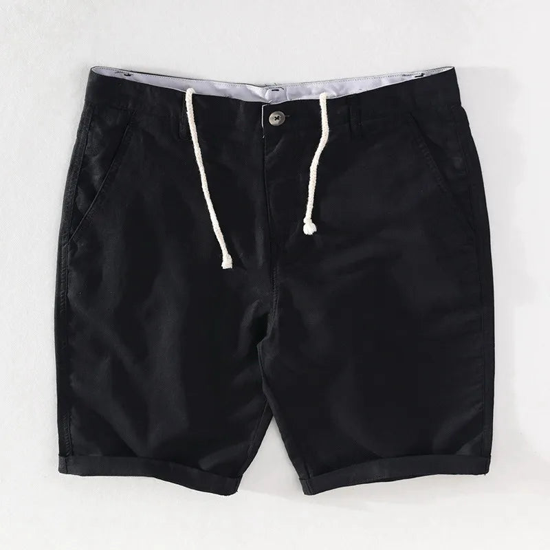 Men's linen-cotton summer shorts with button closure - Sandro-Black-S-The Livary