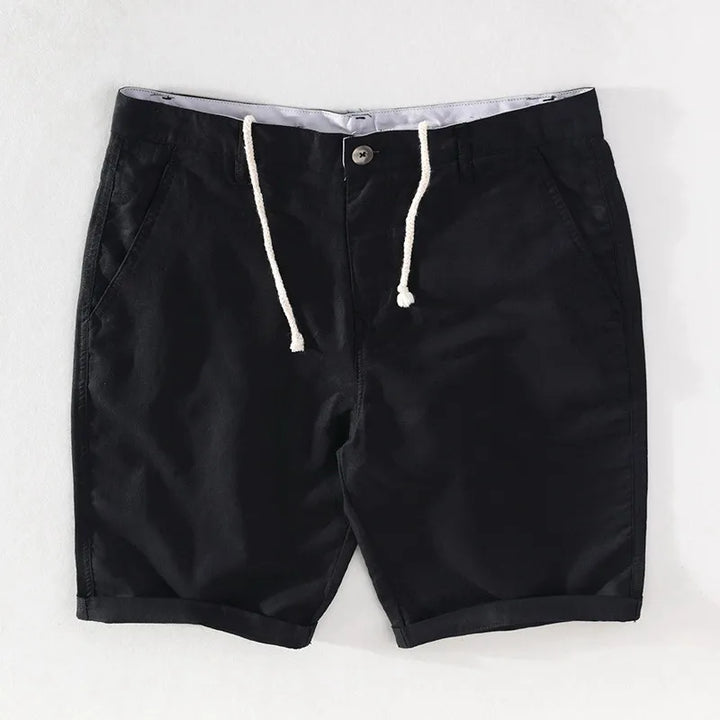 Men's linen-cotton summer shorts with button closure - Sandro-Black-S-The Livary