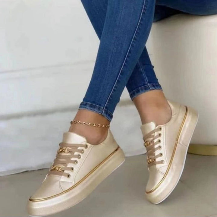 Comfortable slip-on women's sneakers in casual style - Melina-Golden-3-The Livary