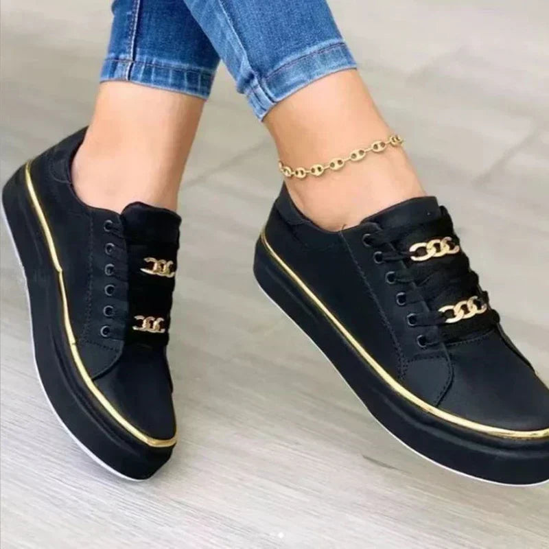 Comfortable slip-on women's sneakers in casual style - Melina-Black-3-The Livary