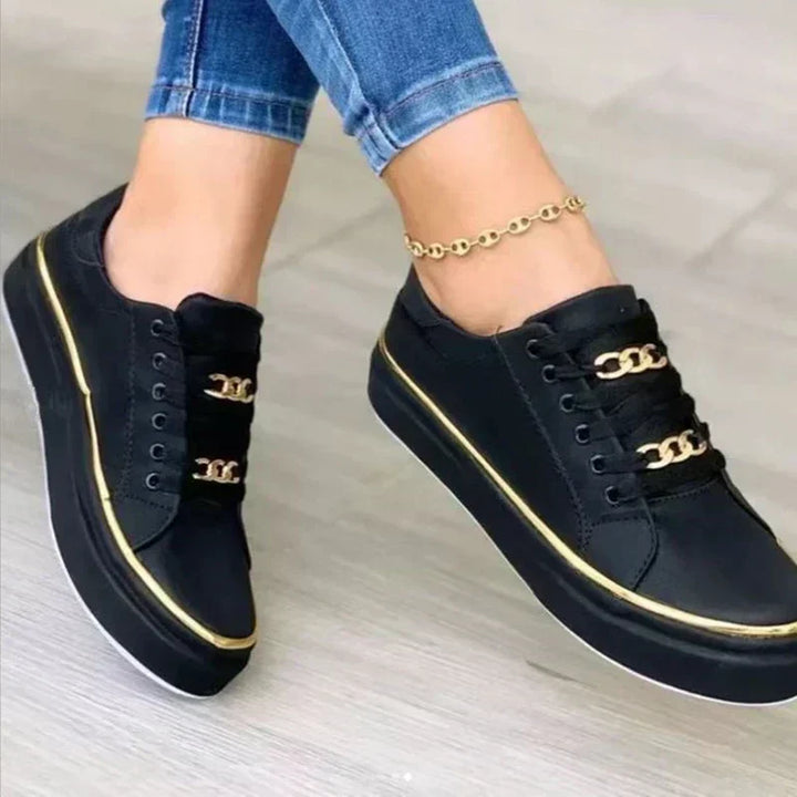 Comfortable slip-on women's sneakers in casual style - Melina-Black-3-The Livary
