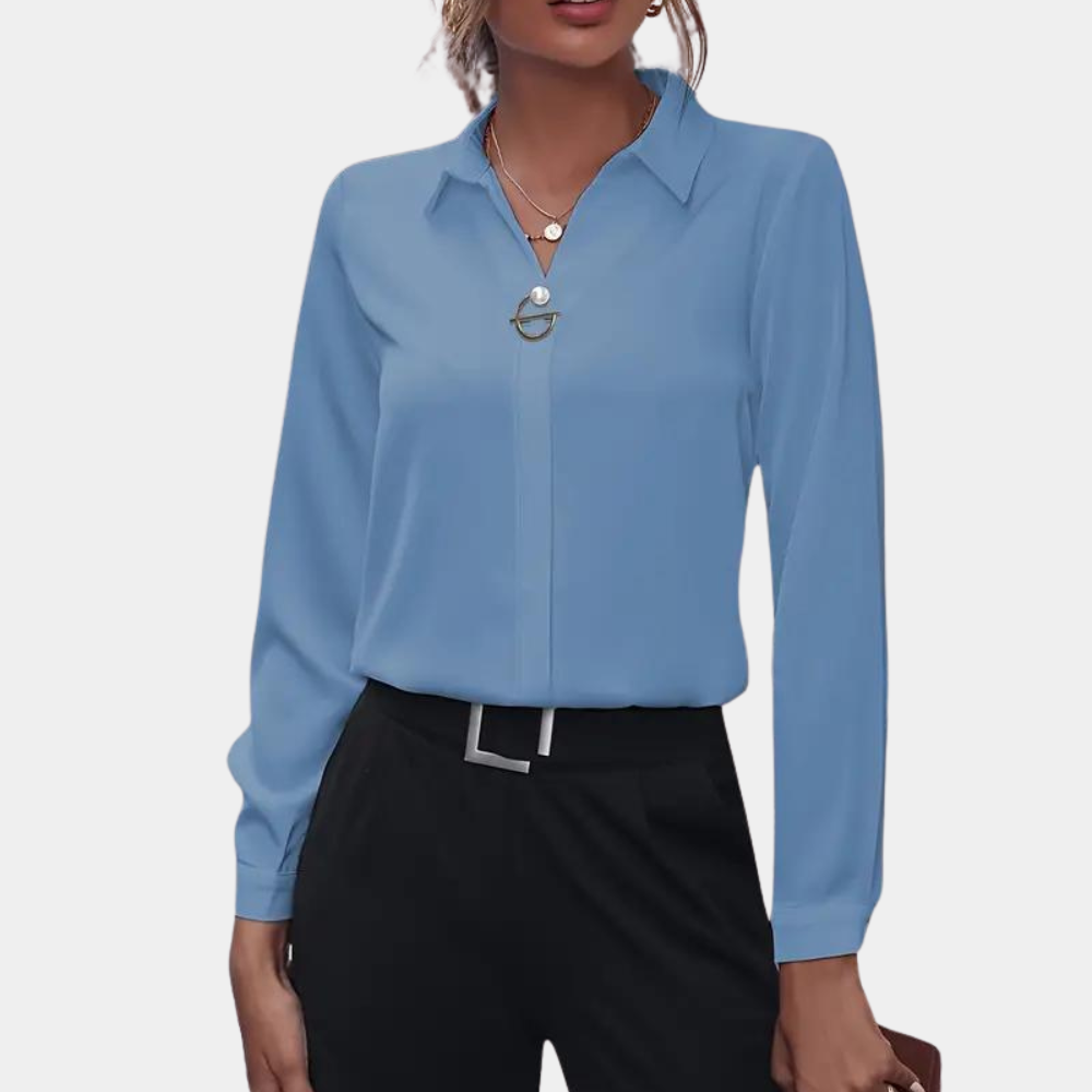 Elegant chiffon blouse for women - Amélie-Light blue-S-The Livary