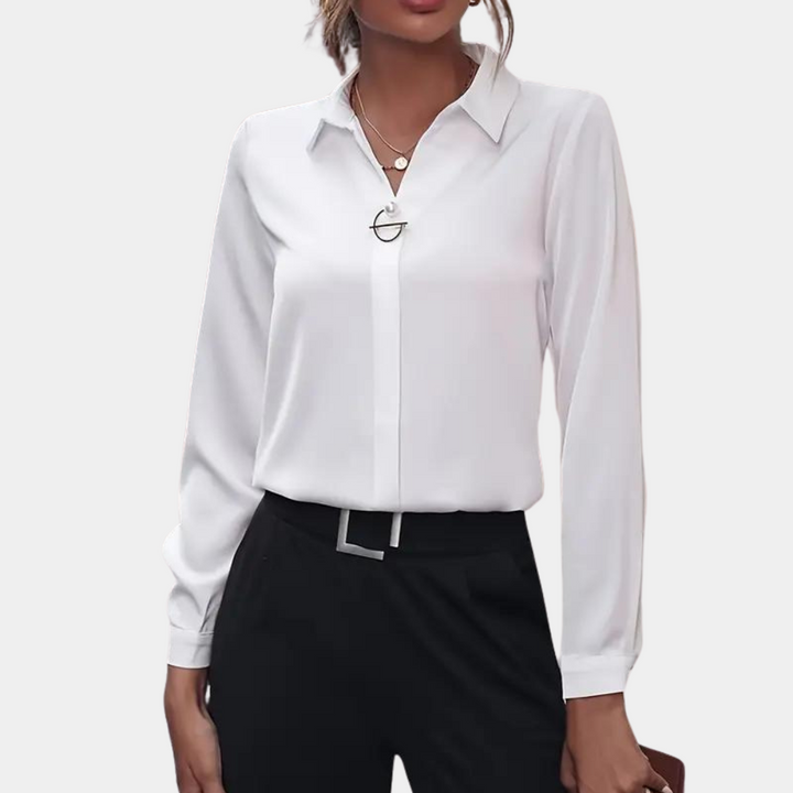 Elegant chiffon blouse for women - Amélie-White-S-The Livary