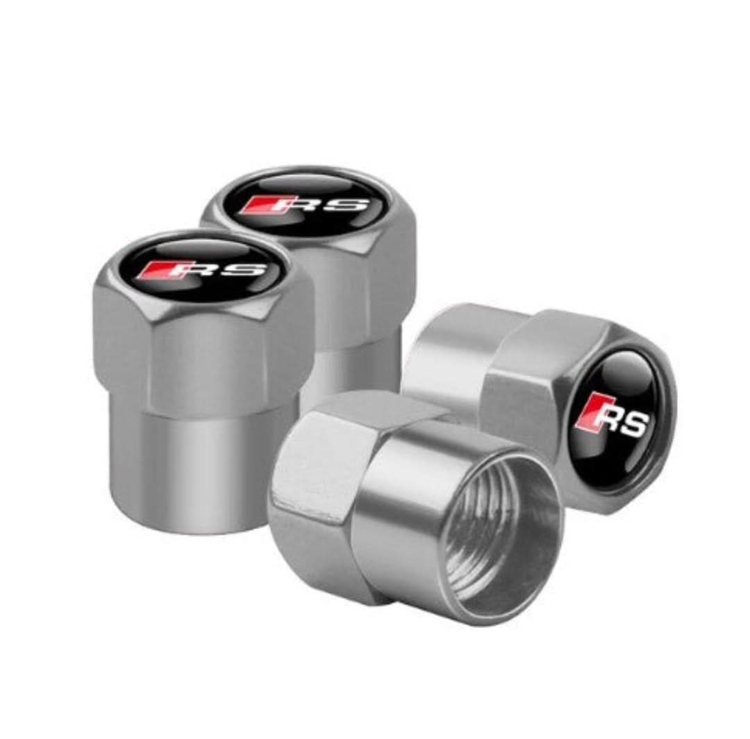 Brand Valve Caps Set (4 Pieces) - WheelTops-Black-Audi-The Livary