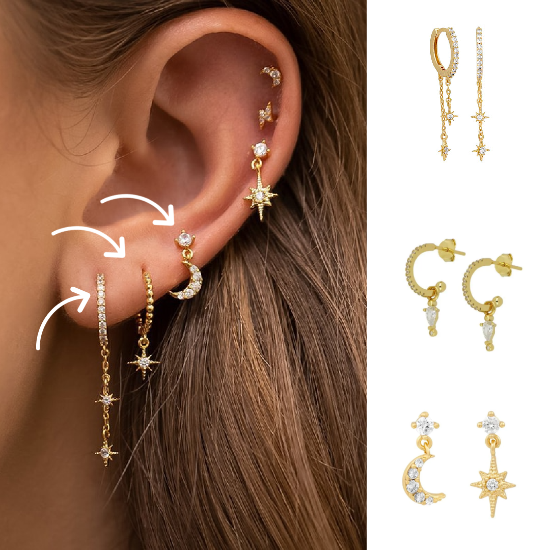 Enchanting Star Light Earrings - Astrid-Star Chain Earrings-The Livary