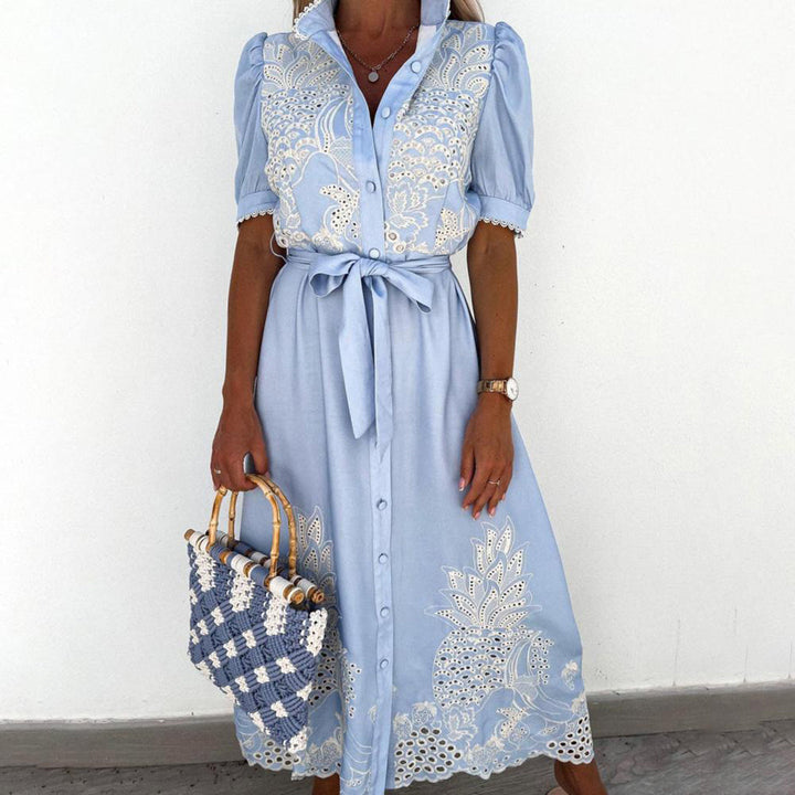 Maxi Dress with Embroidery – Celeste-White-S-The Livary