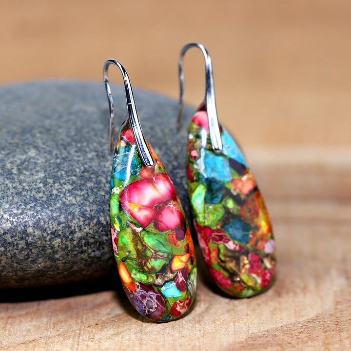 Spiritual Jasper Drop Earrings - Nerida-The Livary