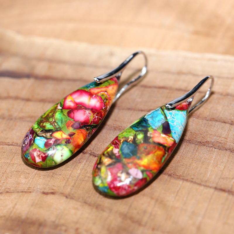 Spiritual Jasper Drop Earrings - Nerida-The Livary