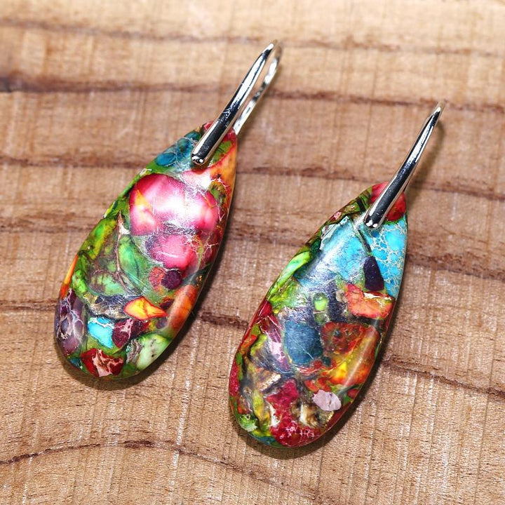 Spiritual Jasper Drop Earrings - Nerida-The Livary