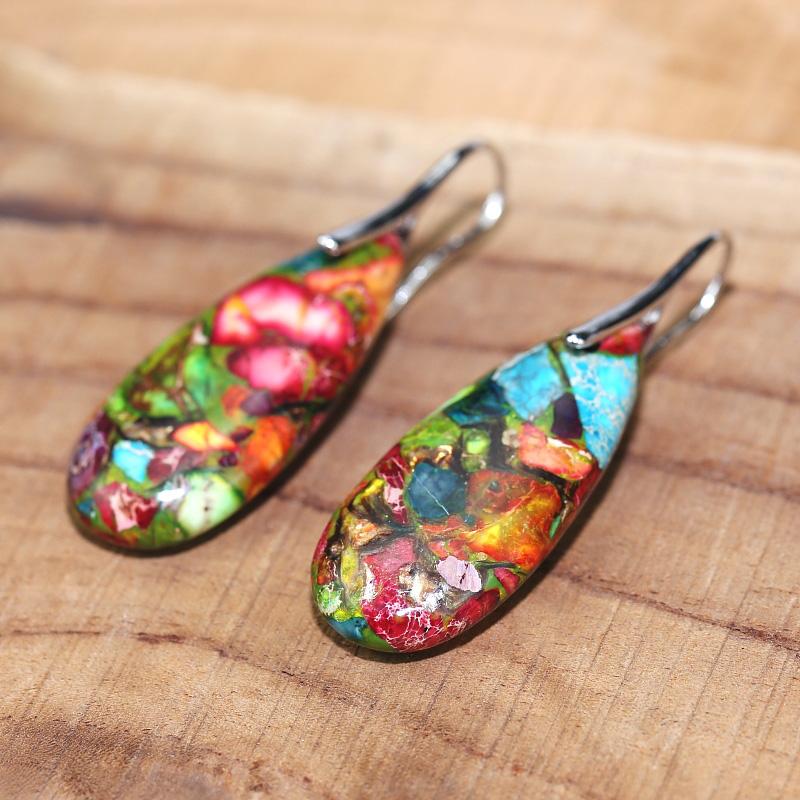 Spiritual Jasper Drop Earrings - Nerida-The Livary
