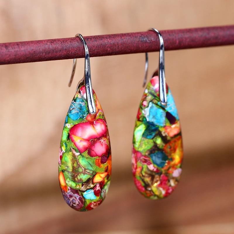 Spiritual Jasper Drop Earrings - Nerida-The Livary