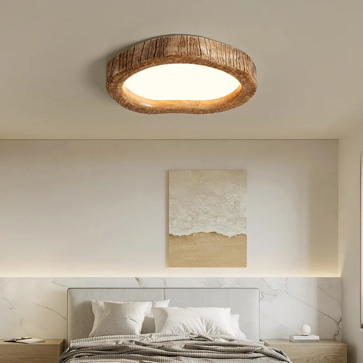 Rustic LED Ceiling Light with Wood Effect - Auralog-35 cm-The Livary