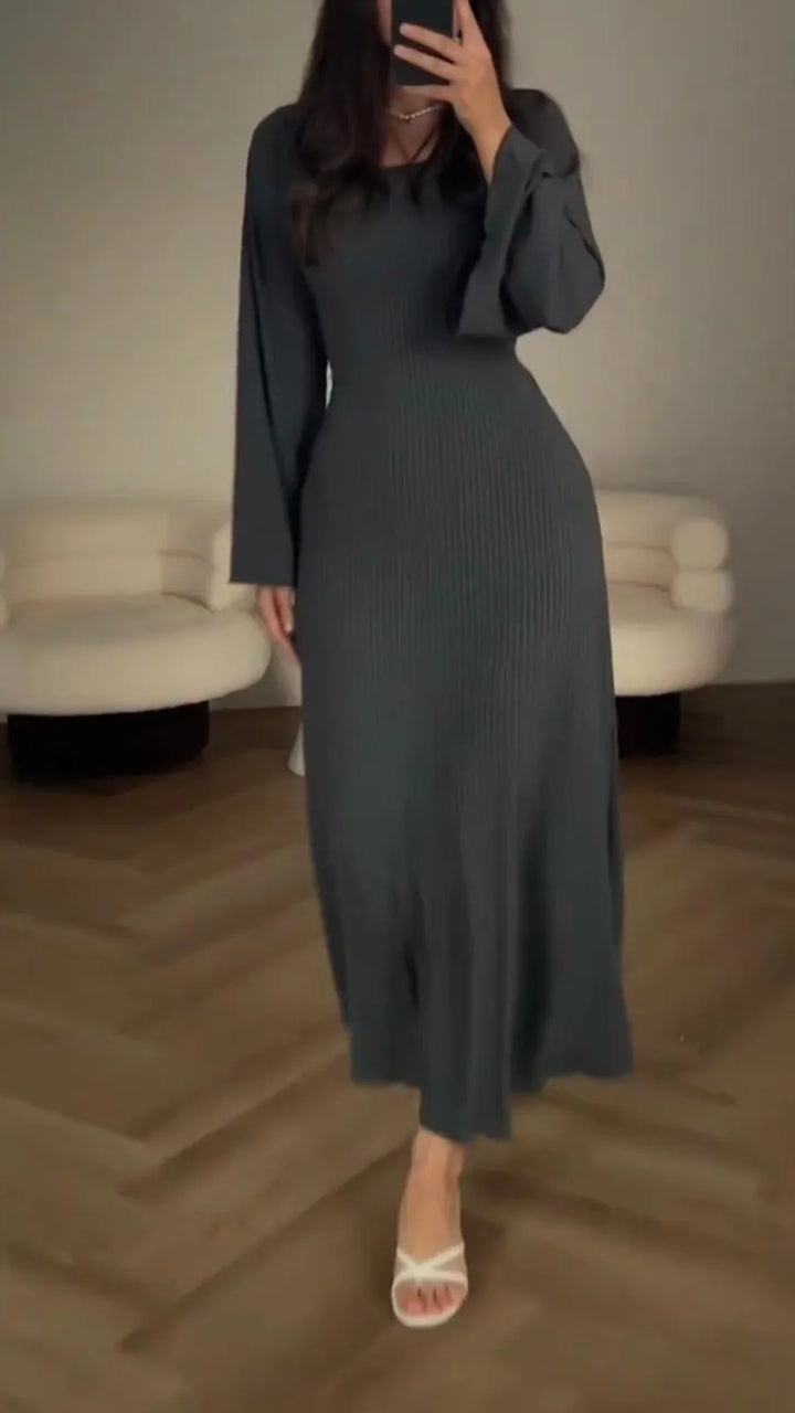 Elegant bodycon maxi dress with lacing – Valencia-Gray-S-The Livary