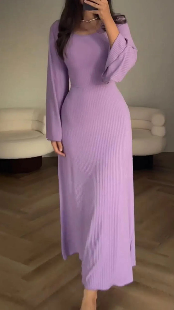Elegant bodycon maxi dress with lacing – Valencia-Purple-S-The Livary