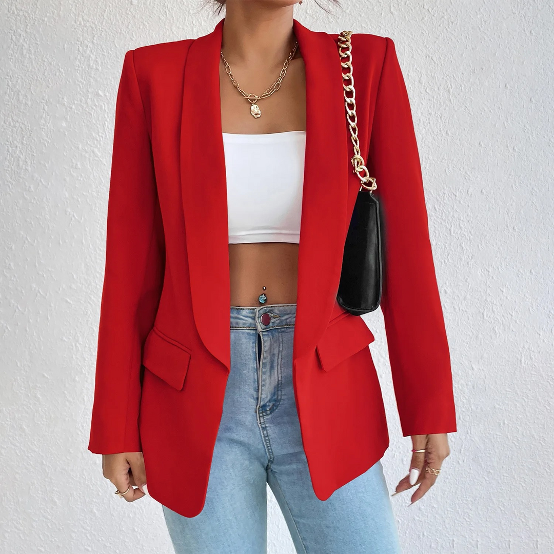Office Ladies Blazer made of Polyester-Cotton - Emma-Red-S-The Livary