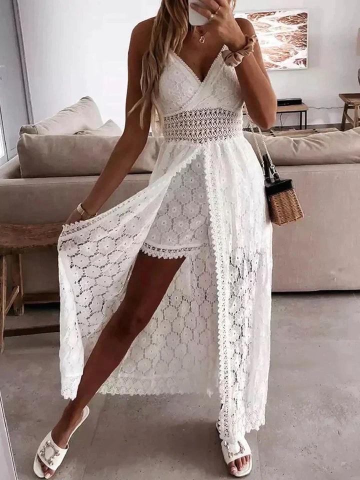 Airy & Stylish Summer Dress-shorts combo with lace for women – Yara-White-S-The Livary