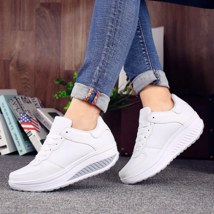 Orthopaedic Women's Sneakers in Black Leather - FlexiStep-White-2.5-The Livary