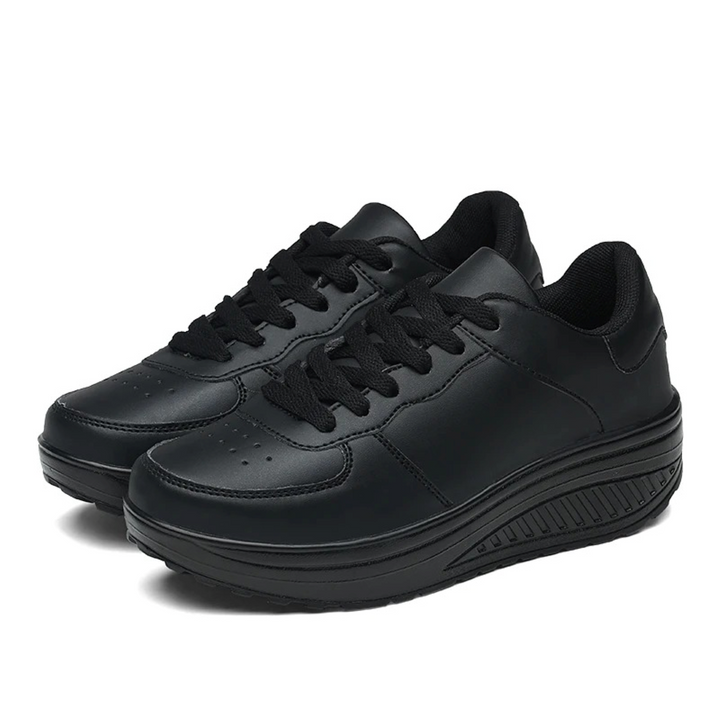 Orthopaedic Women's Sneakers in Black Leather - FlexiStep-Black-2.5-The Livary
