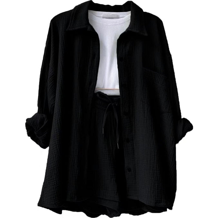 Trendy Cotton Summer Suit Ladies – Faylin-Black-S-The Livary