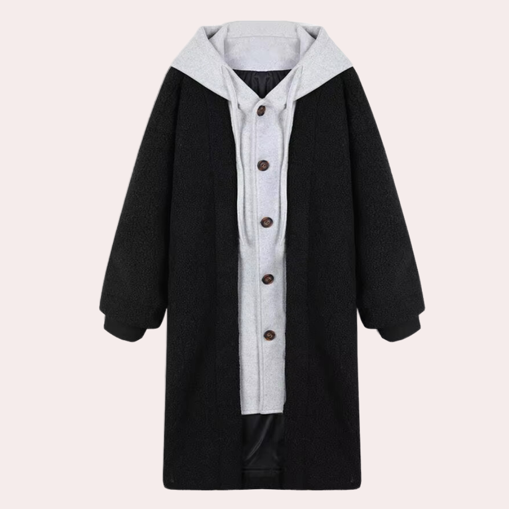 Casual Long Women's Jacket with Hood - Isla-Black-XS-The Livary