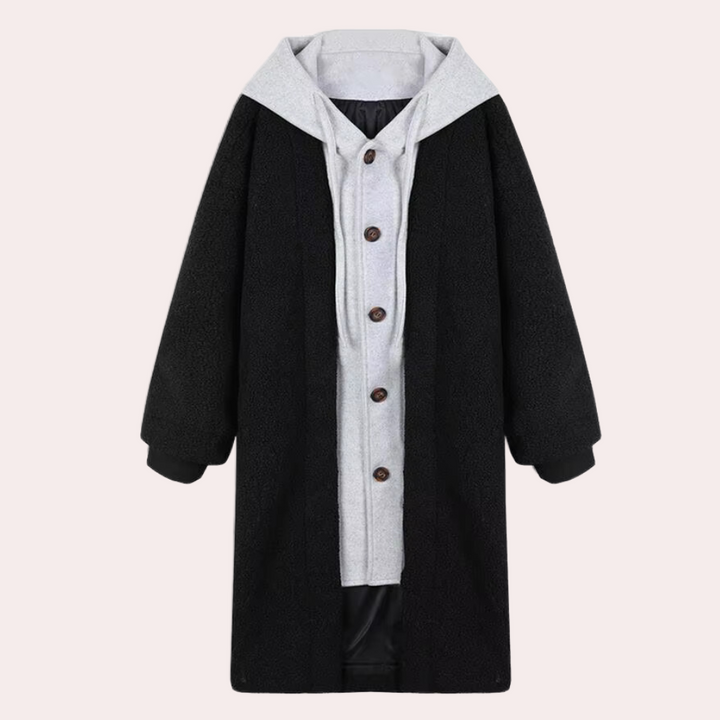 Casual Long Women's Jacket with Hood - Isla-Black-XS-The Livary