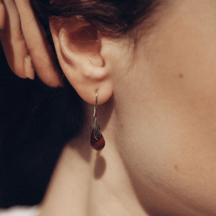 Natural Drop Gemstone Earrings - Serenella-Amethyst-The Livary