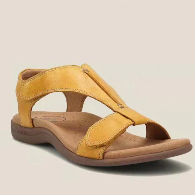 Comfortable & Orthopaedically Shaped Women's Sandals with Support – Amira-Yellow-3.5-The Livary