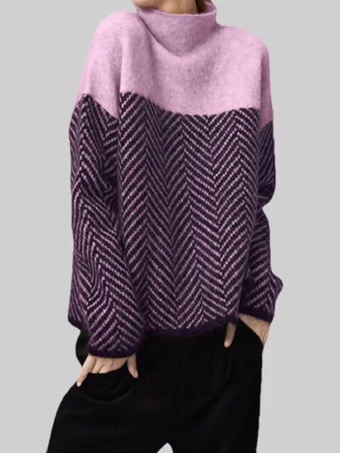 Knitted Women's Sweater - Vintage Charm-Purple-One size-The Livary