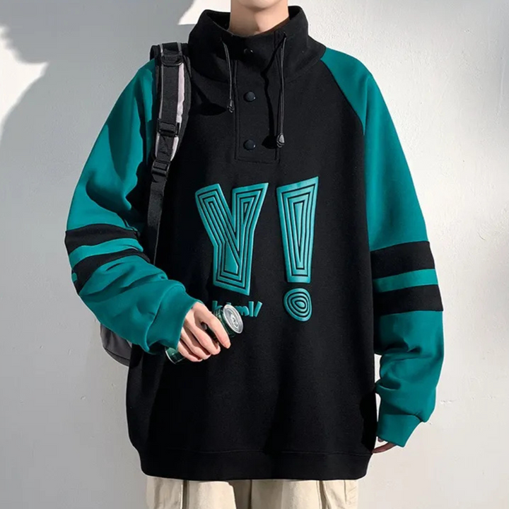 Modern Sweater with Stand-Up Collar for Men - Matteo-Black-S-The Livary