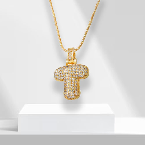 Bubble Letters Necklace with Pendant - LuxeLette-T-The Livary