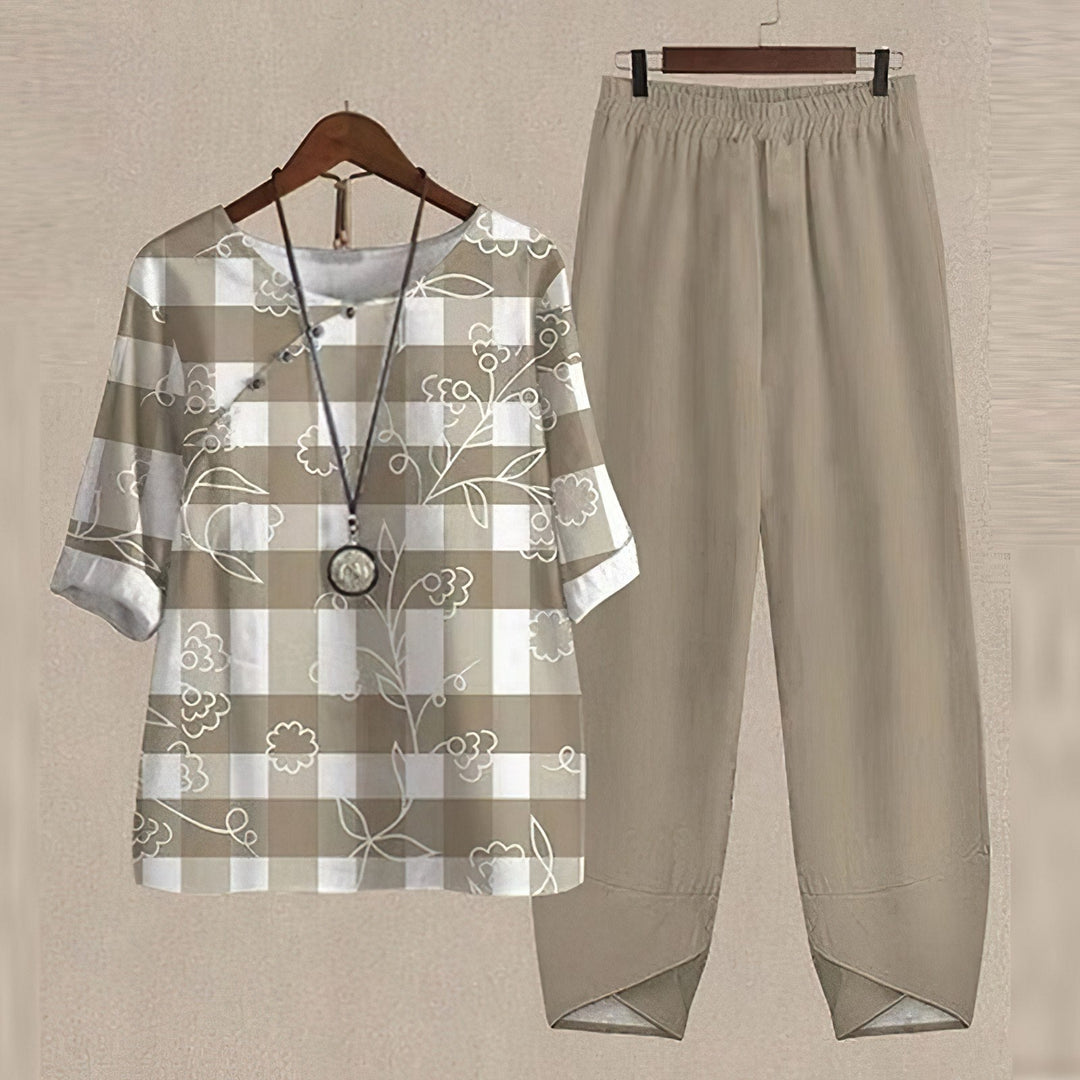 Trendy 2-Piece Spring and Summer Set - LenaDuo-Khaki-S-The Livary