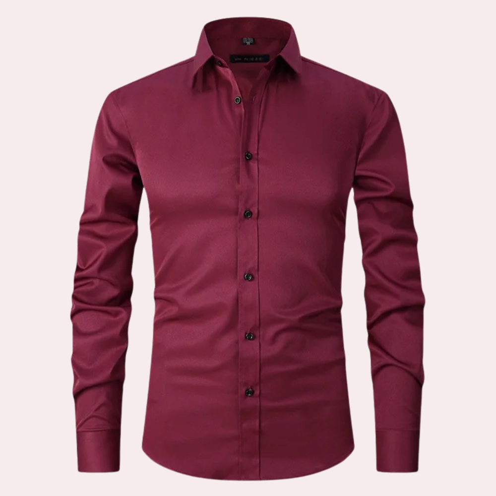 Stretch Shirt for Men - Luca-Bordeaux red-S-The Livary