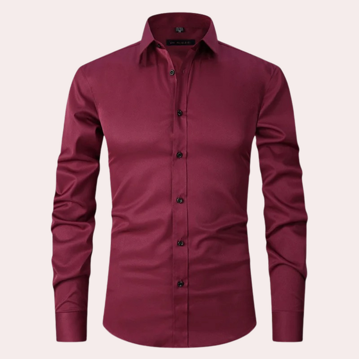 Stretch Shirt for Men - Luca-Bordeaux red-S-The Livary