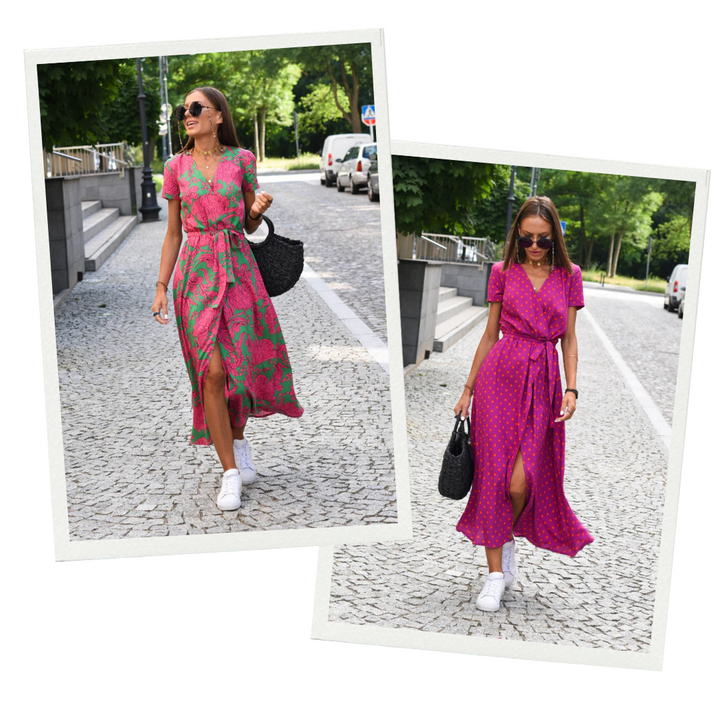Summer dress with floral pattern - Noëlle-Red/Blue-S-The Livary