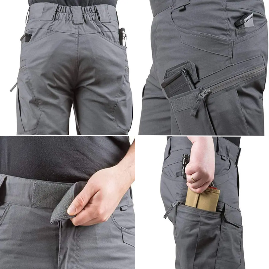 Men's outdoor shorts with 6 zip pockets - FlexTrek cargo shorts-Light brown-S-The Livary