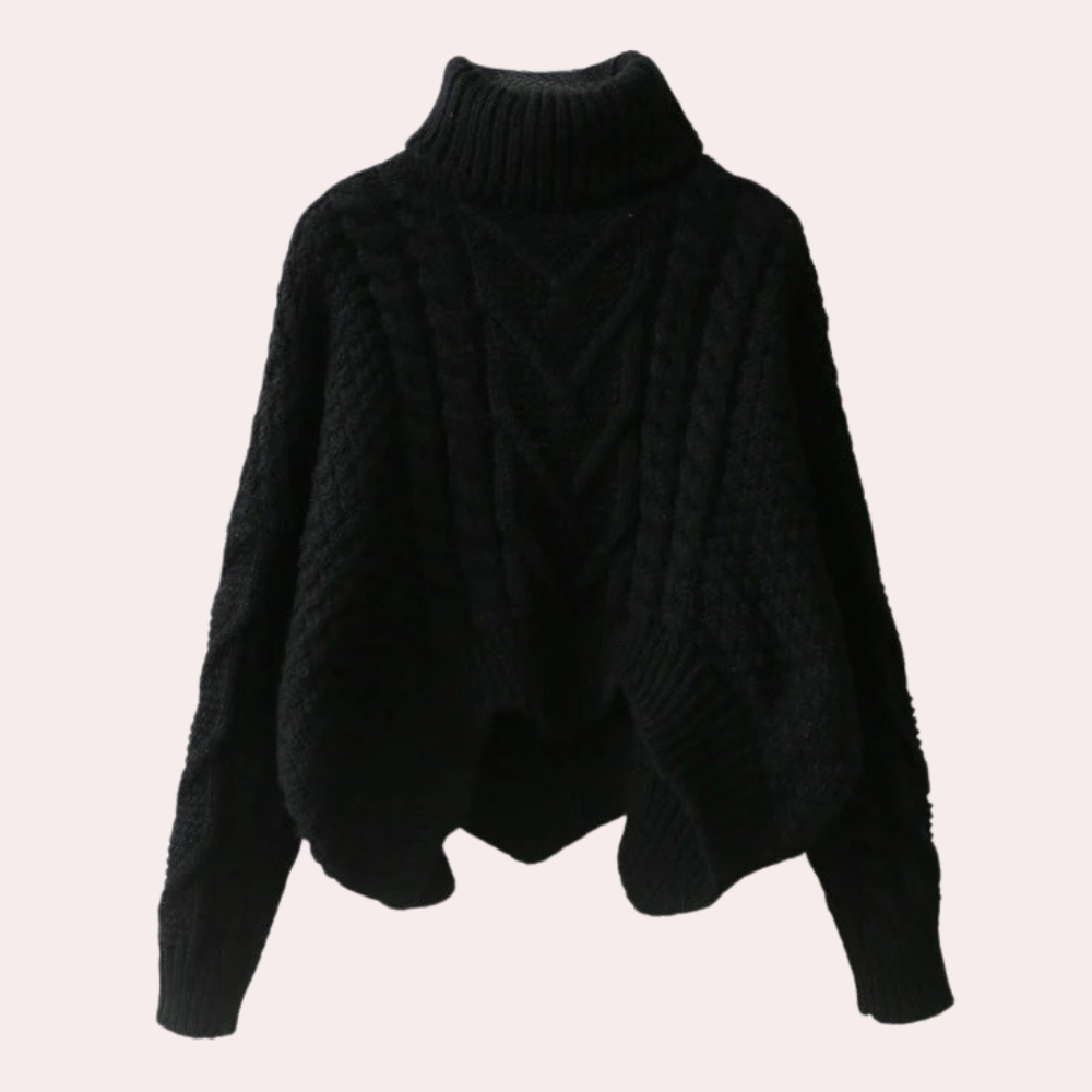 Stylish Knitted Turtleneck for Women - Lina-Black-The Livary