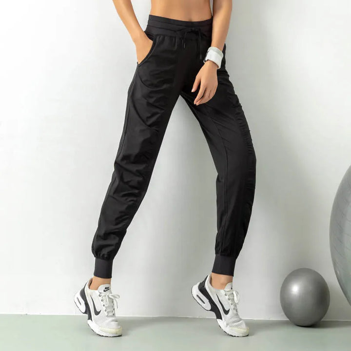 Fitness jogging trousers with drawstring – Laia-Black-S-The Livary