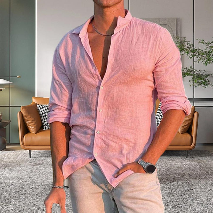 Summer shirt for men – Leonardo-Pink-S-The Livary