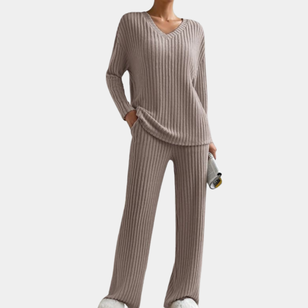 Comfortable Lounge Set for Women - Maren-Khaki-XS-The Livary