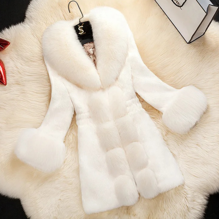 Sarabell - Trendy Coat with Faux Fur for Women-White-XS-The Livary