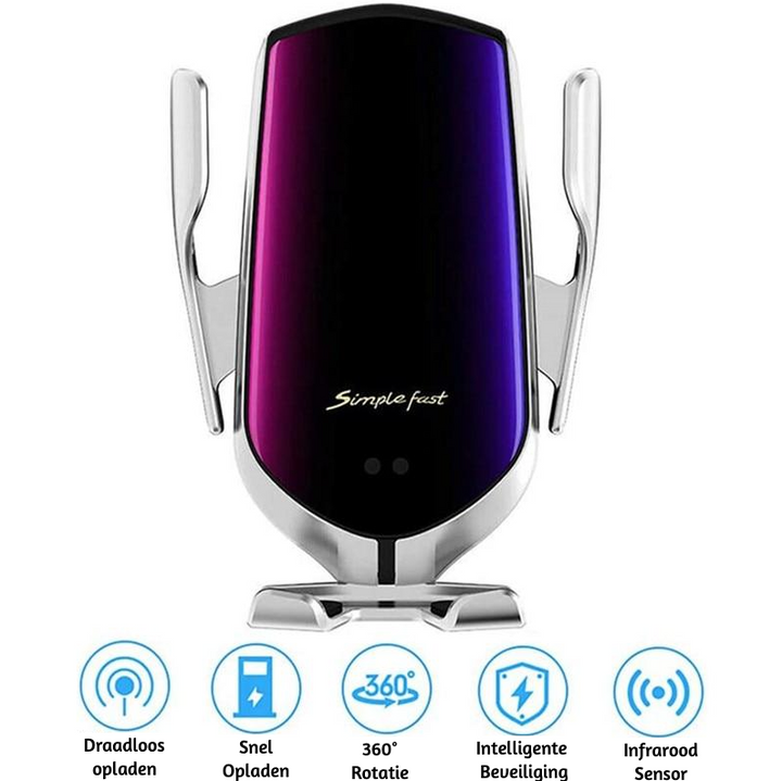 Automatic Phone Holder with Wireless Charger – GripCharge-Silver-The Livary
