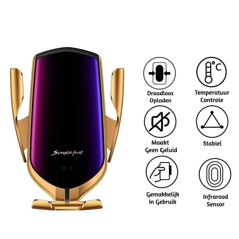 Automatic Phone Holder with Wireless Charger – GripCharge-Silver-The Livary
