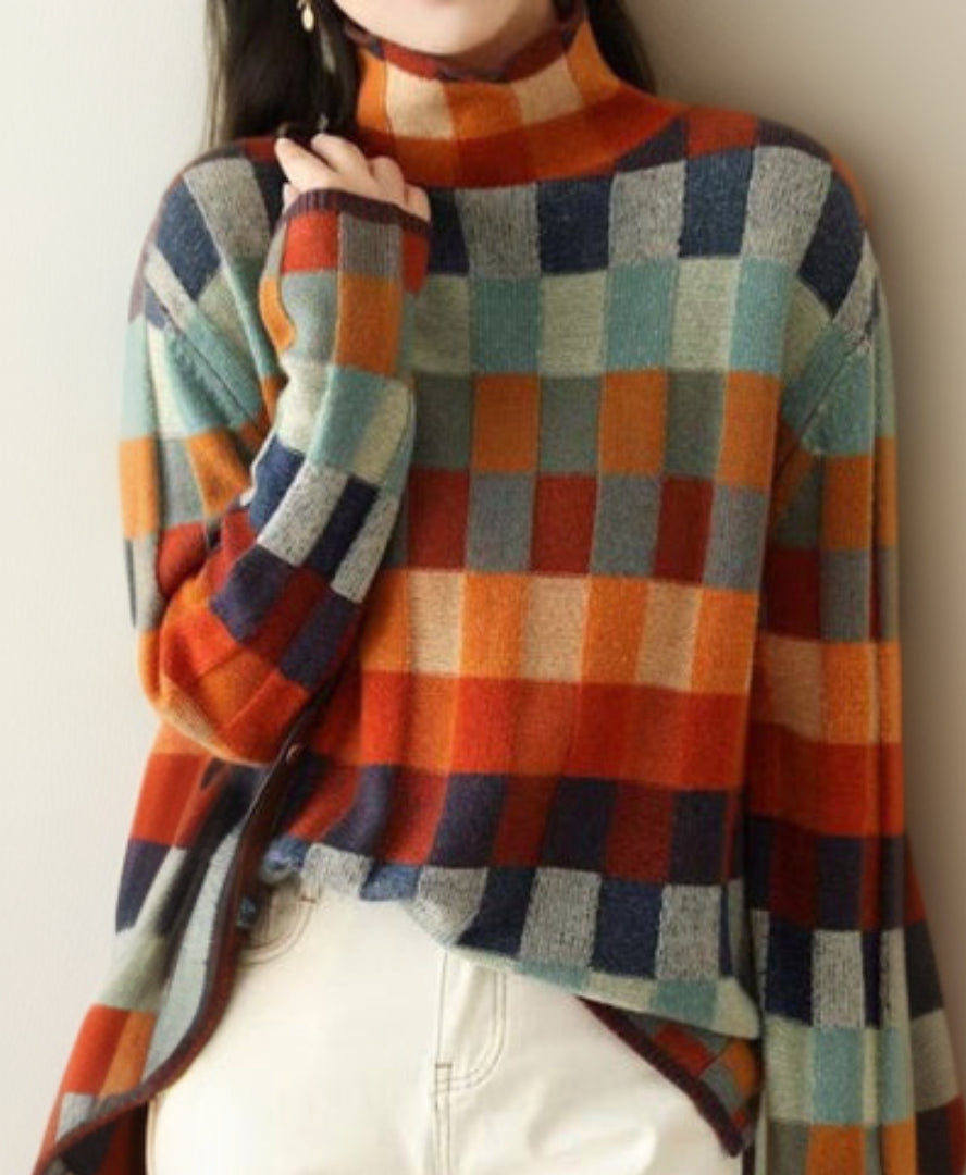 Luxurious Checked Women's Sweater - Eveline-S-The Livary