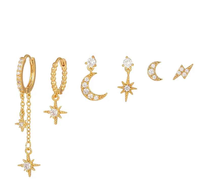 Enchanting Star Light Earrings - Astrid-6 Pair Earrings Set-The Livary