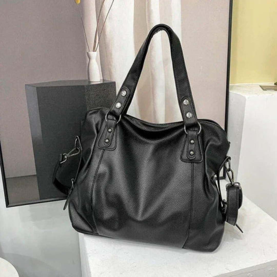 Luxury Leather Ladies Shoulder Bag - EliteCarry-beige-1-The Livary