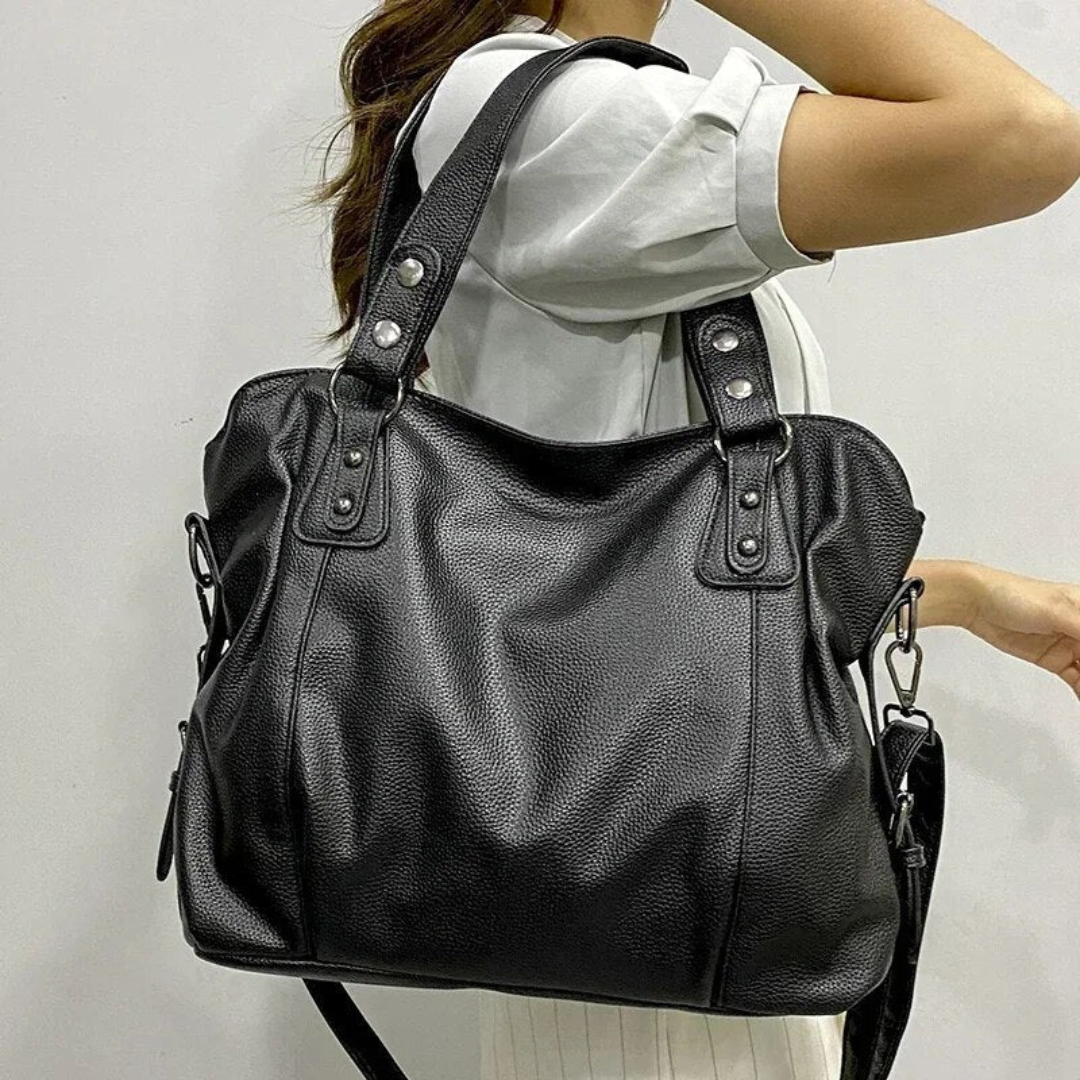 Luxury Leather Ladies Shoulder Bag - EliteCarry-black-1-The Livary